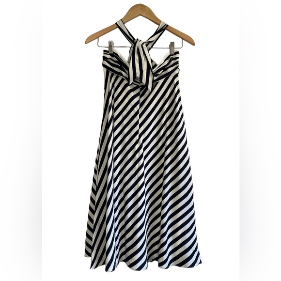 Banana Republic 100% Silk Striped Halter MIDI Dress NWT - Picture 2 of 9